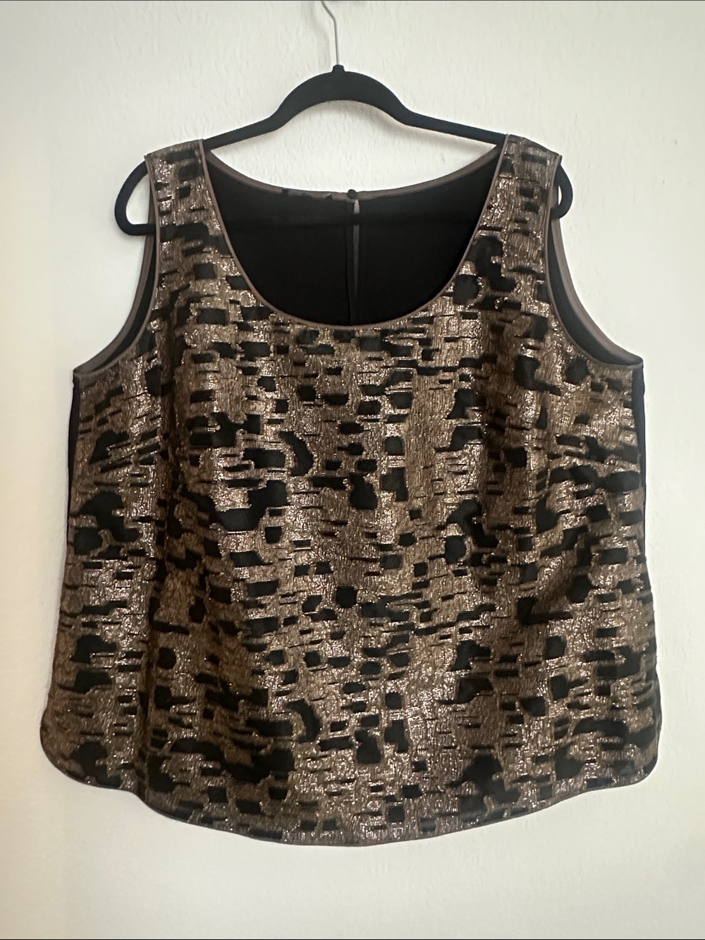 Lafayette 148 metallic black gold blouse 2X